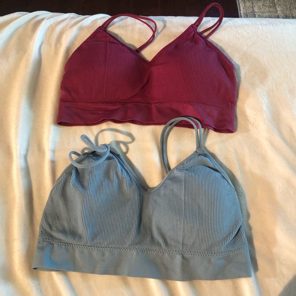 GUC Set of 2 Sports Bras Burgundy & Sky Blue Size Large